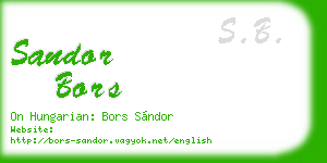 sandor bors business card
