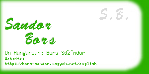 sandor bors business card